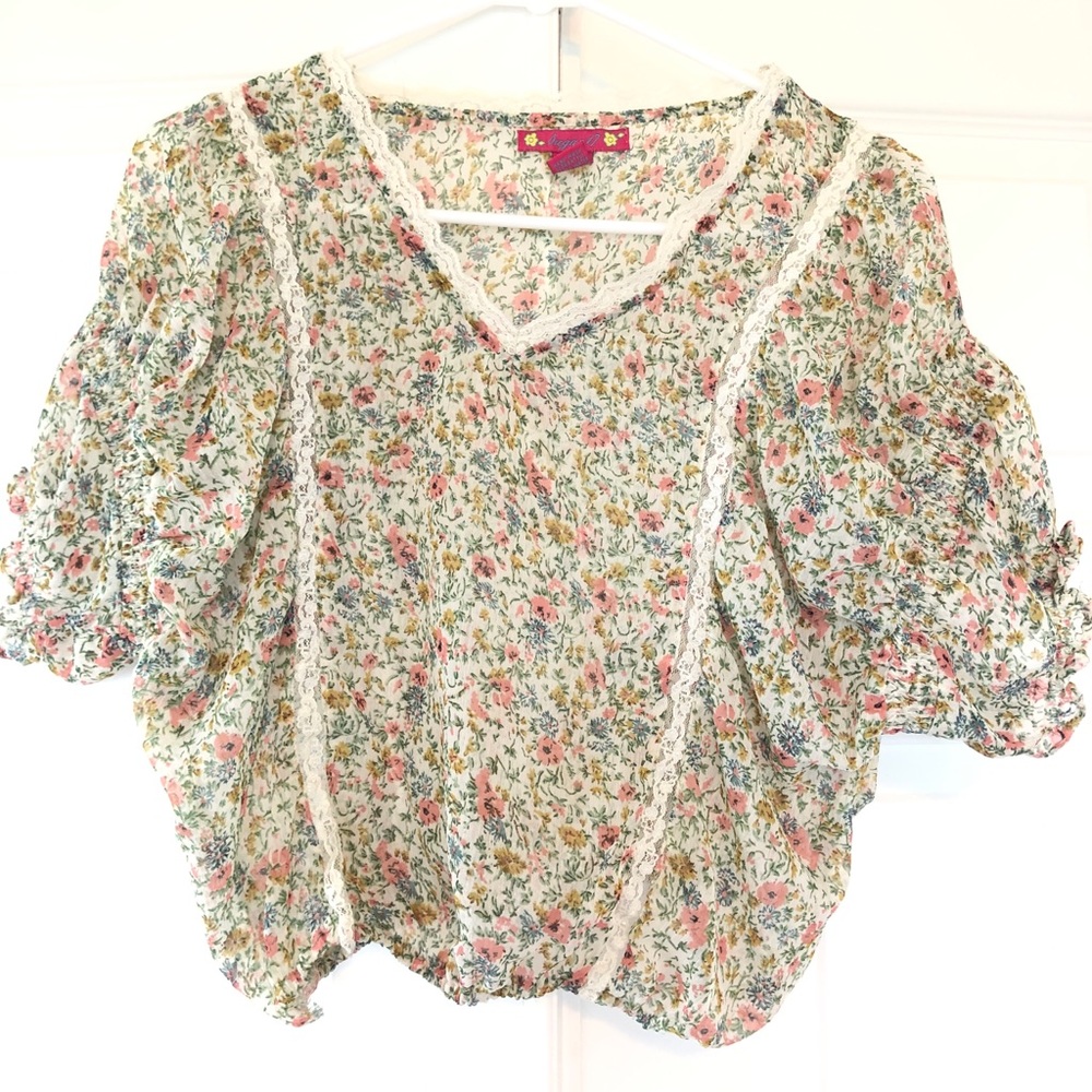 Vintage Floral Sheer Crop Top Adorable Lace